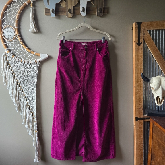 Pilcro Anthropologie The Madi Front-Slit Corduroy Skirt Violet Nwot - Picture 5 of 9